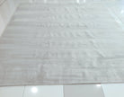 Large oatmeal-beige area rug laid flat with low, even pile