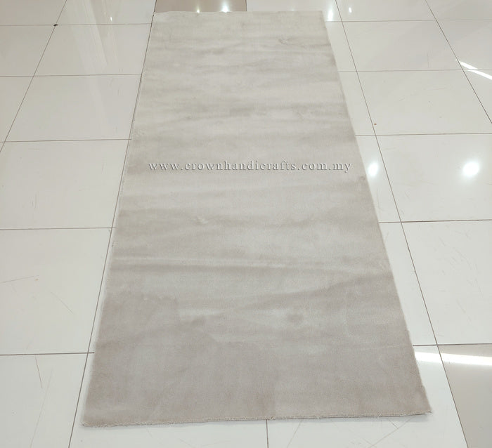 Oatmeal beige runner area rug with even low pile and simple rectangular outline