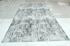 Grey distressed abstract area rug with soft short pile, large rectangle