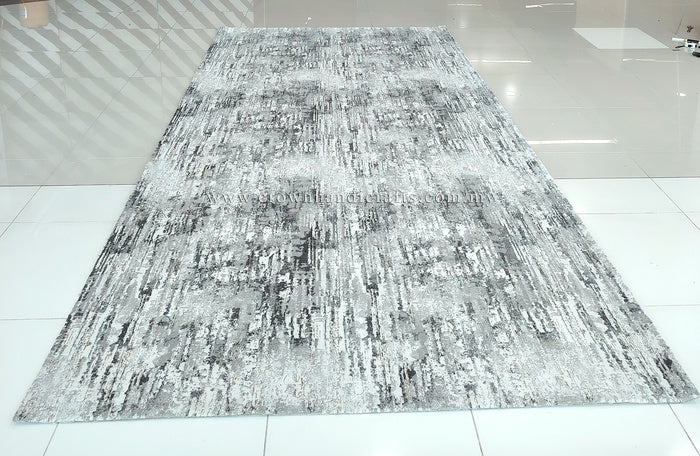 Grey distressed abstract area rug with soft short pile, large rectangle