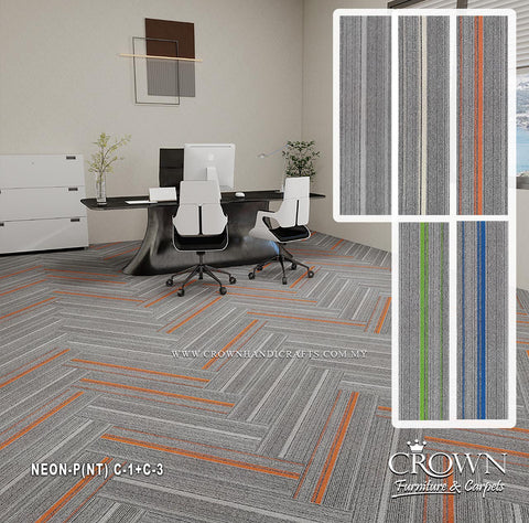Modern Office Flooring | Contemporary Carpet Tiles with Textured Modular Design | Neon Plank (NT)