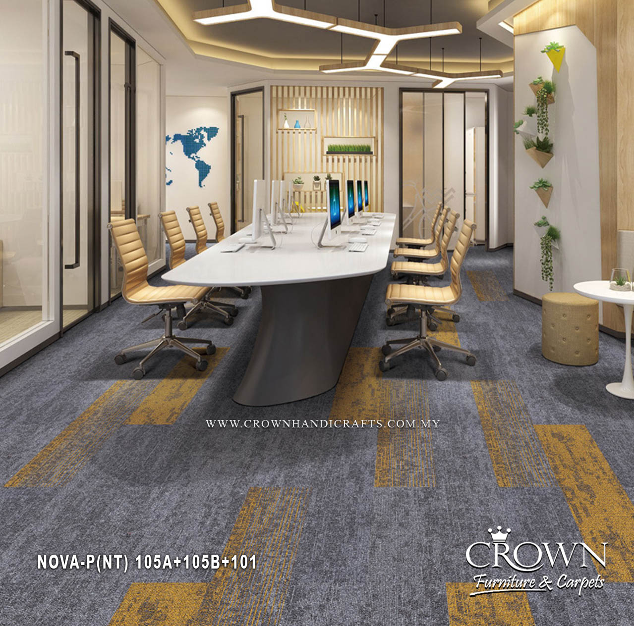 Modern Designer Carpet Tiles | Textured Office Flooring for Contemporary Spaces | Nova Plank (NT)