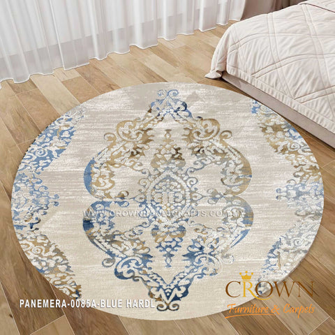 High in Demand Modern Round Carpet Minimalist Design Rug | Panemera 0085A Blue Hardal
