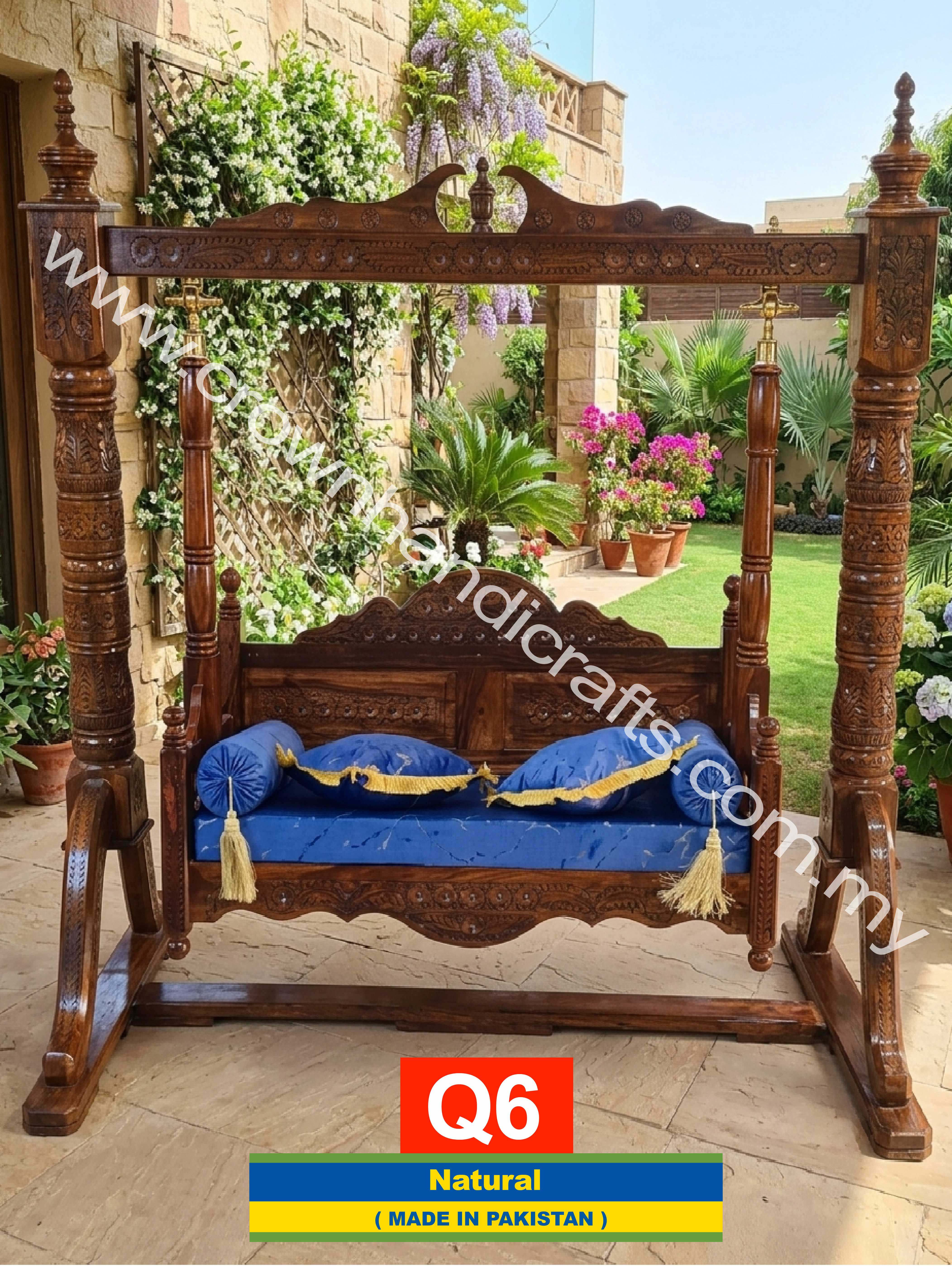 The Royal Residence Swing – Handcrafted Rosewood Inspired by South Asian Heritage | Q6 (NATURAL)