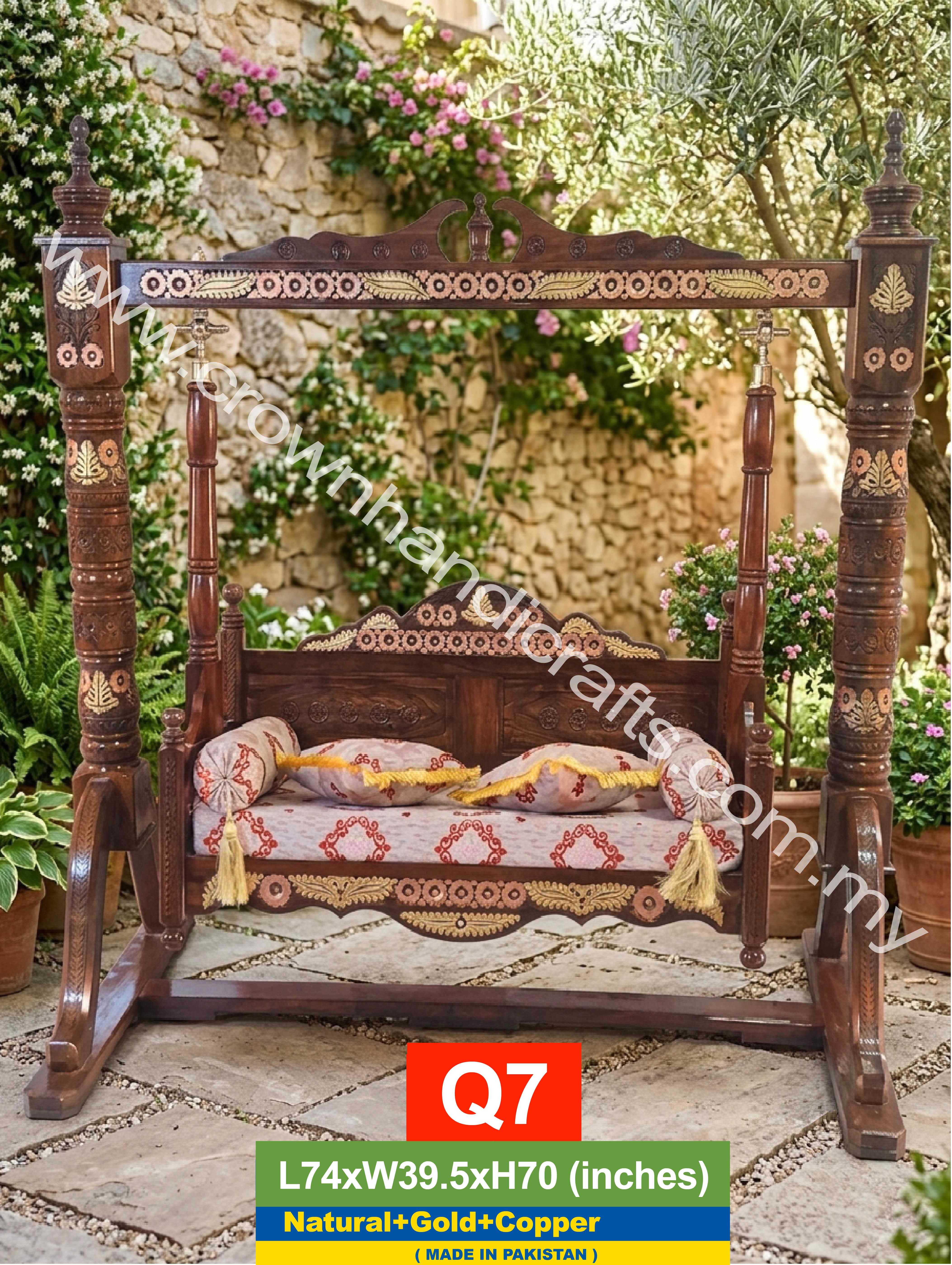 Classic Maharaja Swing – Traditional Rosewood Beauty with Modern Appea | Q7 (NATURAL+GOLD+COPPER)