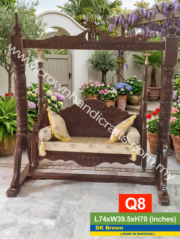 Handcrafted Rosewood Heritage Swing – A Royal Touch for Contemporary Interiors | Q8 (DK BROWN)