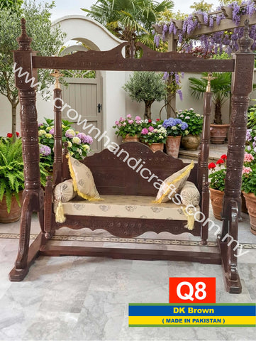 Handcrafted Rosewood Heritage Swing – A Royal Touch for Contemporary Interiors | Q8 (DK BROWN)