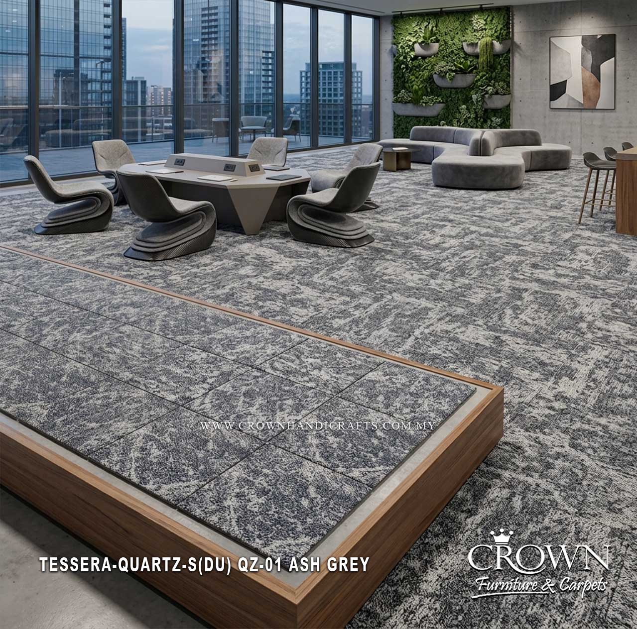 Contemporary Carpet Tiles | Modern Modular Flooring with a Distinctive Textured Finish | Tessera-Quartz Sq (DU)
