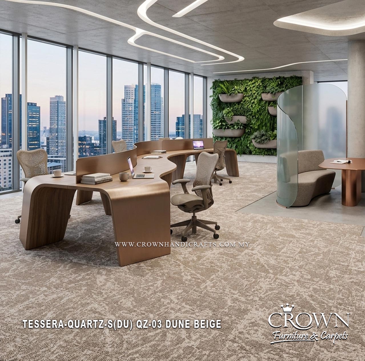 Contemporary Carpet Tiles | Modern Modular Flooring with a Distinctive Textured Finish | Tessera-Quartz Sq (DU)