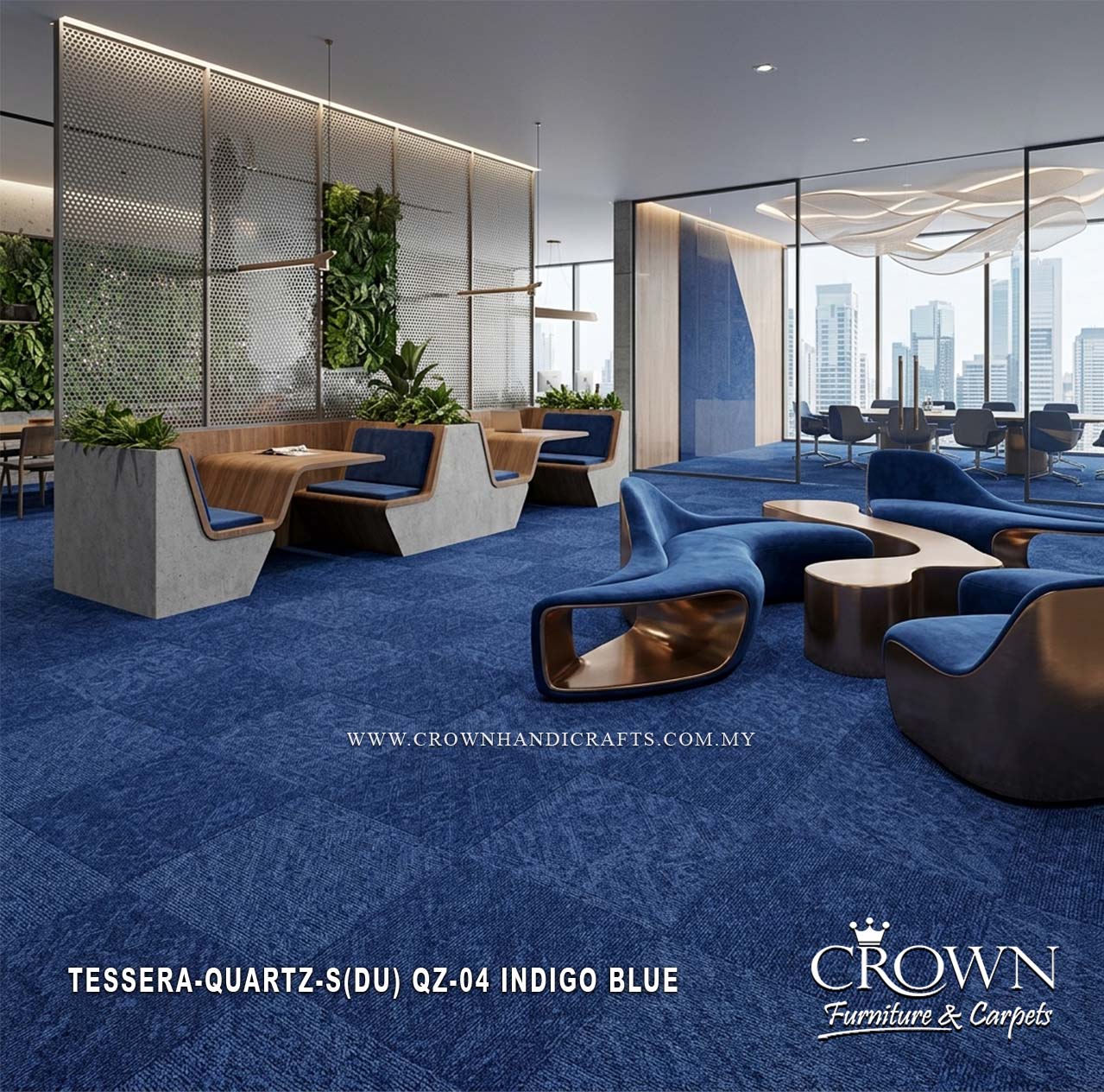 Contemporary Carpet Tiles | Modern Modular Flooring with a Distinctive Textured Finish | Tessera-Quartz Sq (DU)