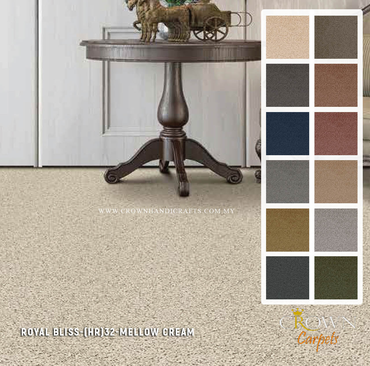 Room fitted Carpets for Home, Office, Hotel Carpets by Crown | Royal Bliss (HR) Wall To Wall Carpet