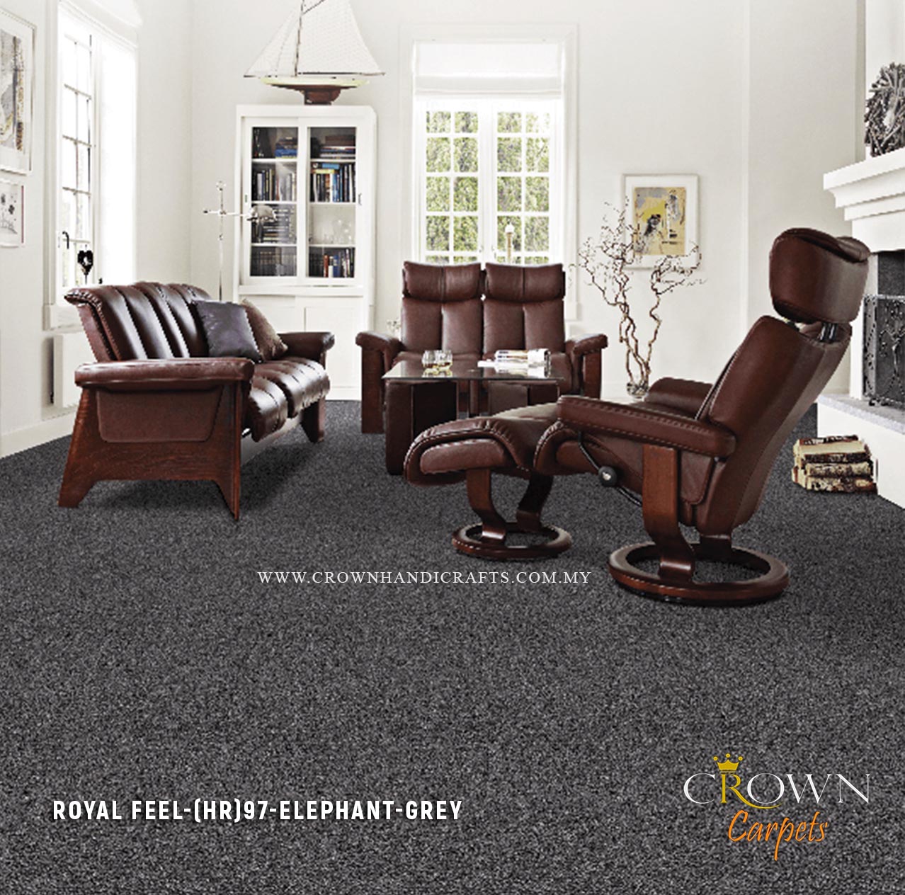 Luxury High-end Solid Plain Carpets in Malaysia by Crown Carpets | Royal Feel (HR) Wall To Wall Carpet