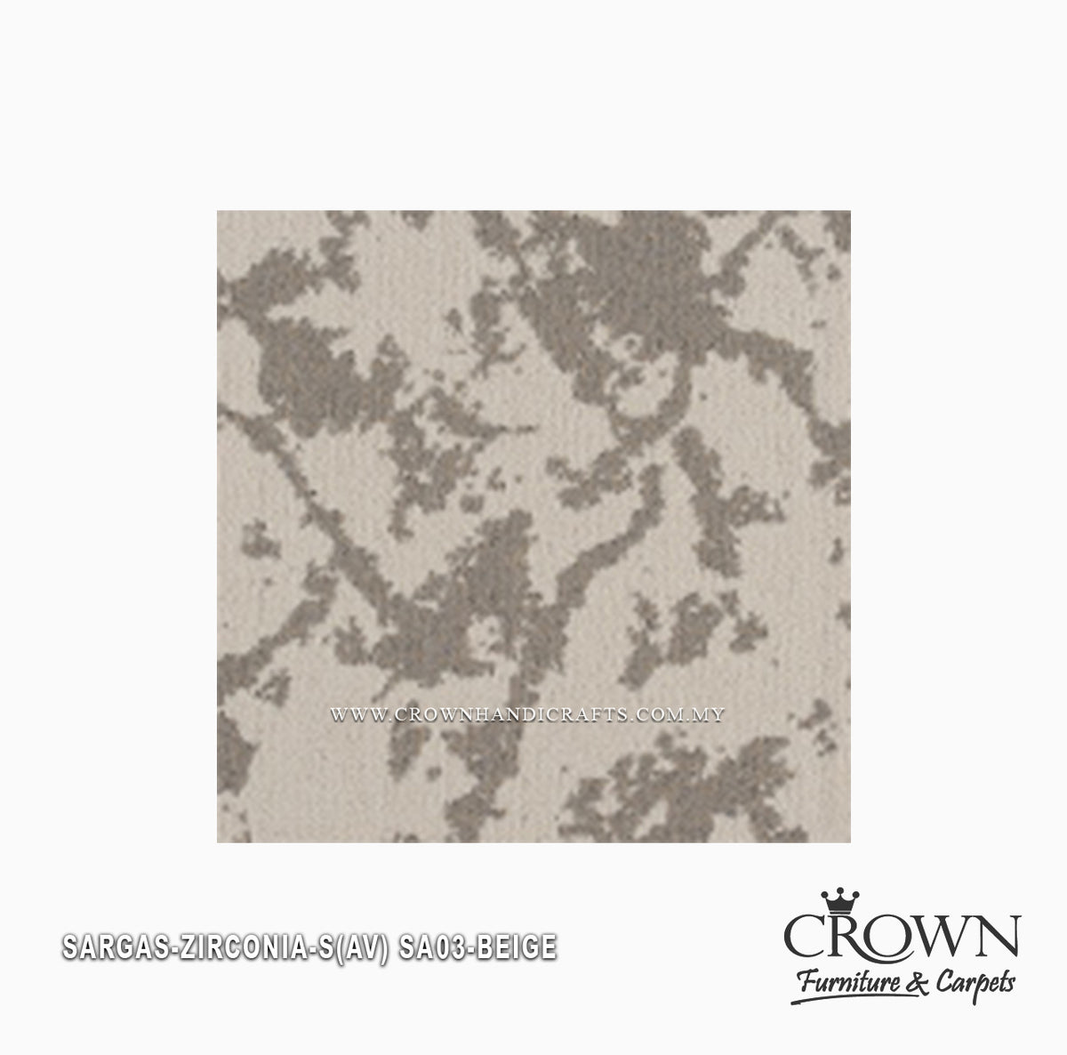 Beige carpet tile close-up with mottled abstract textured pattern