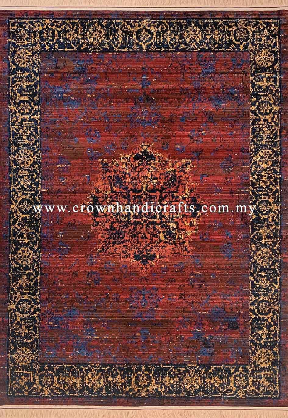 Persian Iranian Rug Wool Feel Man Made Abstract Style Geometric Motifs | Hamedan Sa123 Dark Blue