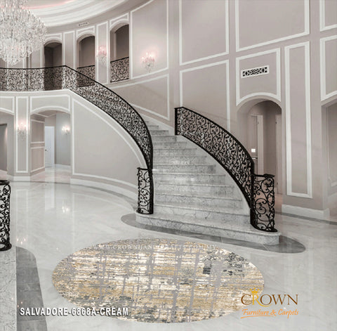 Exclusive Range Carpet Modern Design Interior | Salvadore 6868A Round Cream