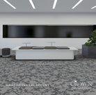 Grey abstract textured carpet tile with mottled pattern, large surface view