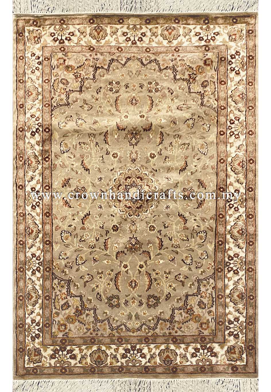 [6X4FT] Elegant Persian Carpet 100% Silk and Wool Hand-Knotted Authentic Iranian Design SK Kashmir SILK WOOL CH 1347