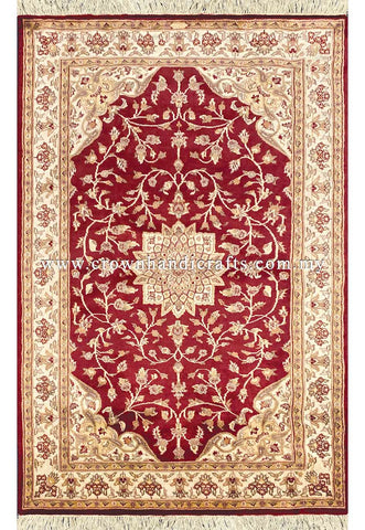 [6X4FT] Elegant Hand-Knotted Persian Rug 100% Silk and Wool Authentic Iranian Design SK Kashmir SILK WOOL CH 1626