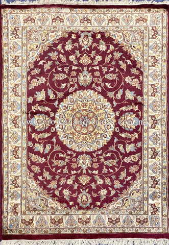 [6X4FT] Handmade Persian Carpet Design 100% Silk Wool High Quality Iranian Rug Turkey Carpet Handmade Authentic SK Kashmir Carpet SILK WOOL CH 2275