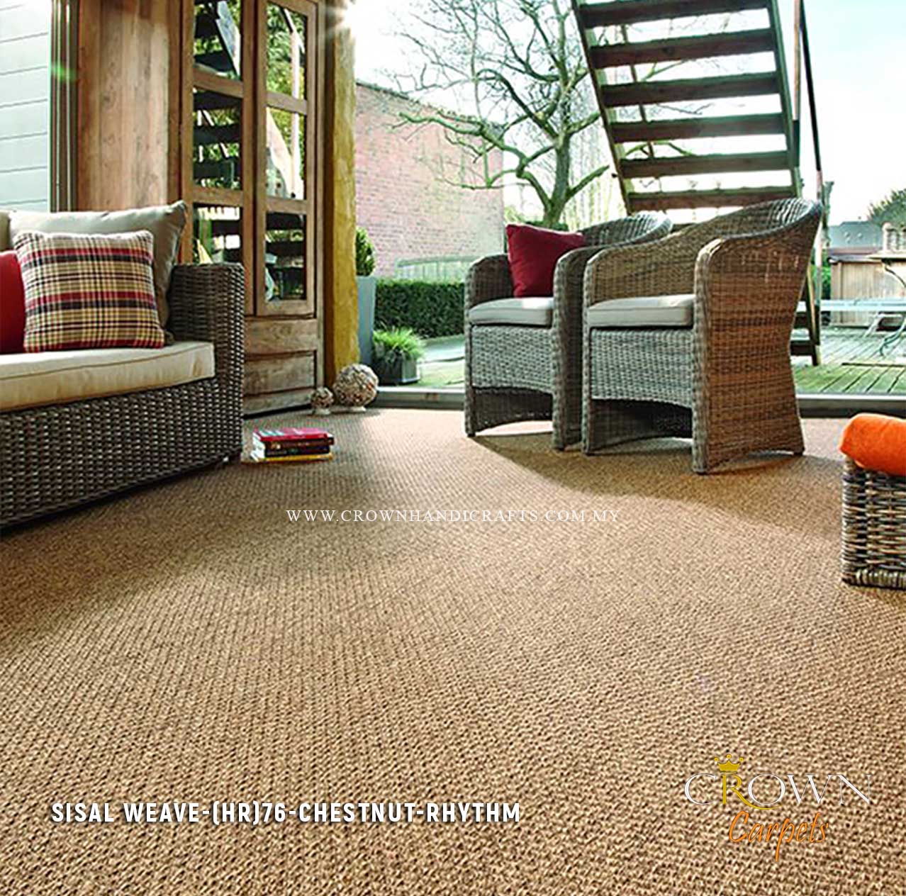 Sisal Carpet for your Living Room Dining table Rugs | Sisal Weave 76-hestnut Rhythm (HR) Wall To Wall Carpet
