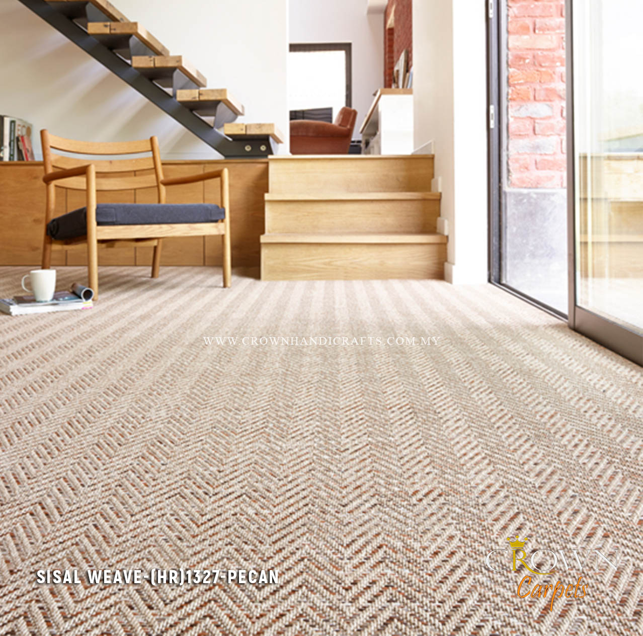 Resort-Inspired Sisal Jute Rugs: Zen Style Meets Designer Elegance for Your Space | Sisal Weave 1327-Pecan Design (HR) Wall To Wall Carpet