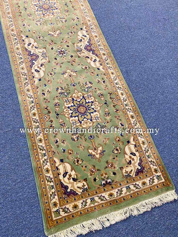[12X2.5FT] Authentic Handmade Persian Runner | Premium 100% Silk & Wool | High-Quality Iranian Rug with Exquisite Turkish Craftsmanship | SK Kashmir Carpet Silk Wool CH-2374