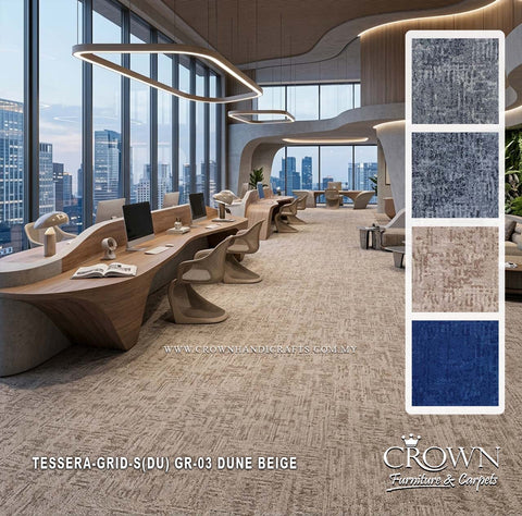 Modern Carpet Tiles | Contemporary Textured Modular Flooring for Stylish Office Spaces | Tessera-Grid Sq (DU)