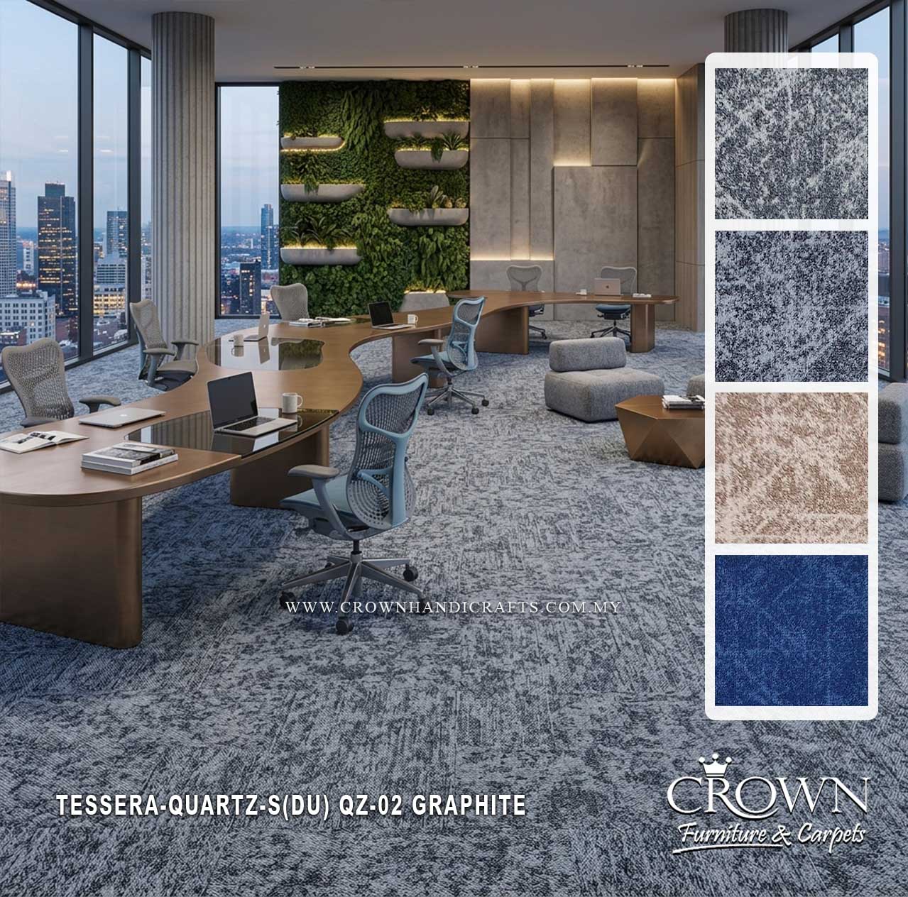 Contemporary Carpet Tiles | Modern Modular Flooring with a Distinctive Textured Finish | Tessera-Quartz Sq (DU)