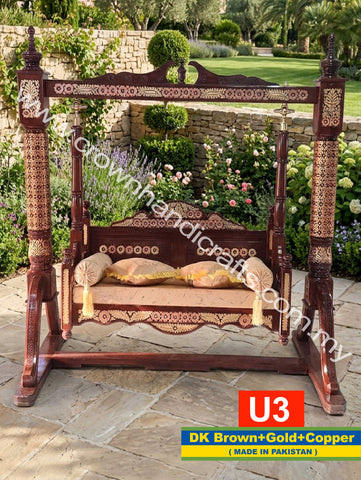 Royal Charm Rosewood Swing – Timeless Craftsmanship for Elegant Spaces | U3 (DK BROWN+GOLD+COPPER)