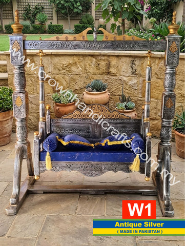 Majestic Heritage Swing – Elegant Rosewood Seating for Modern Homes | W1 (ANTIQUE SILVER)
