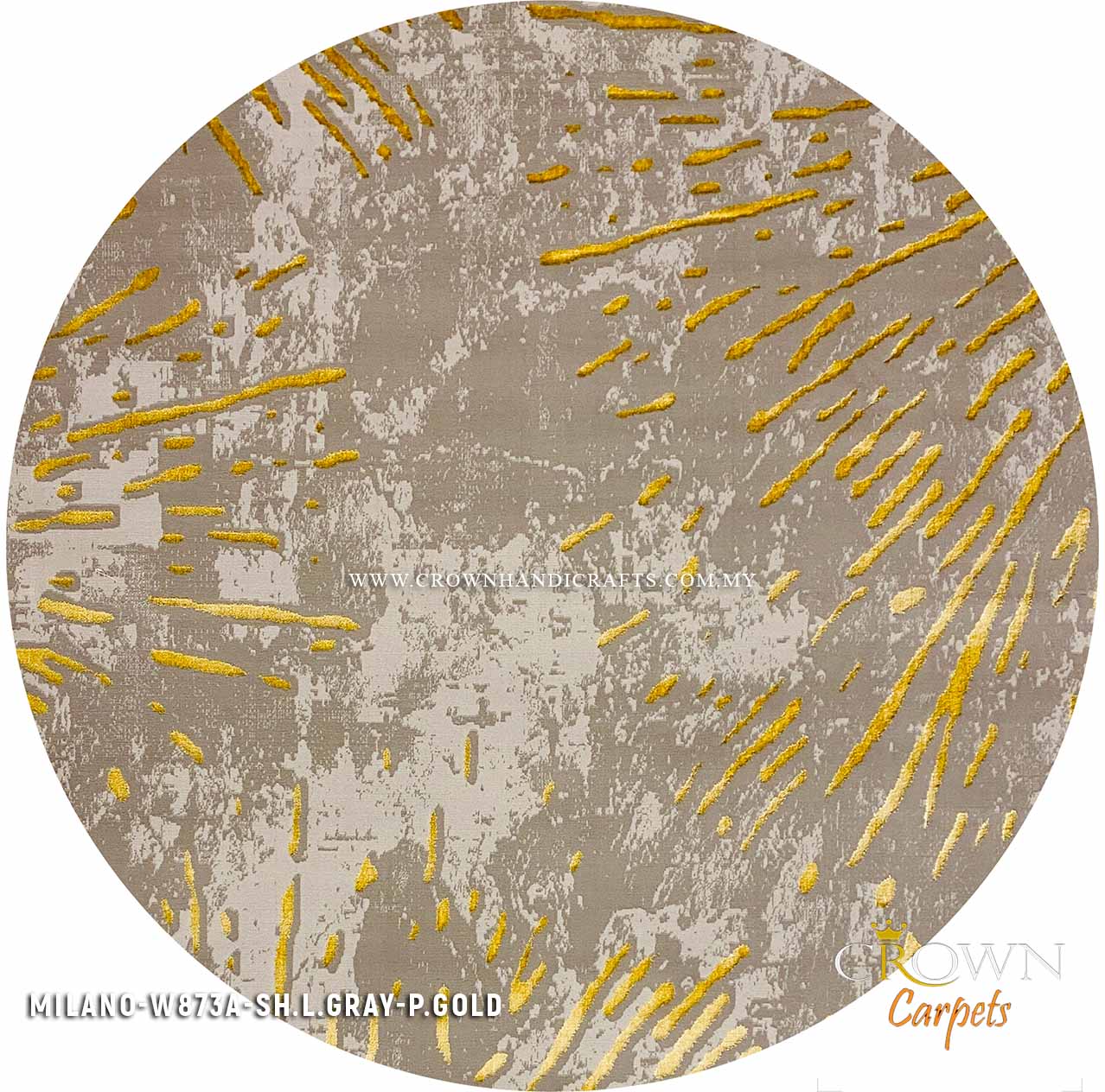 Buy Designer Round Rugs Modern Turkish Carpets Mediterranean Style | Milano W873A-SH.L.Gray P.Gold