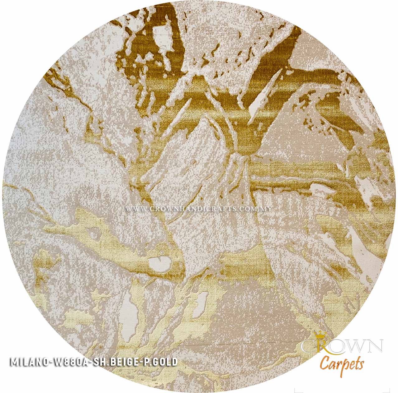 High Quality Round Modern Rugs Designs from Europe Turkish Rugs | Milano W880A-SH.Beige P.Gold