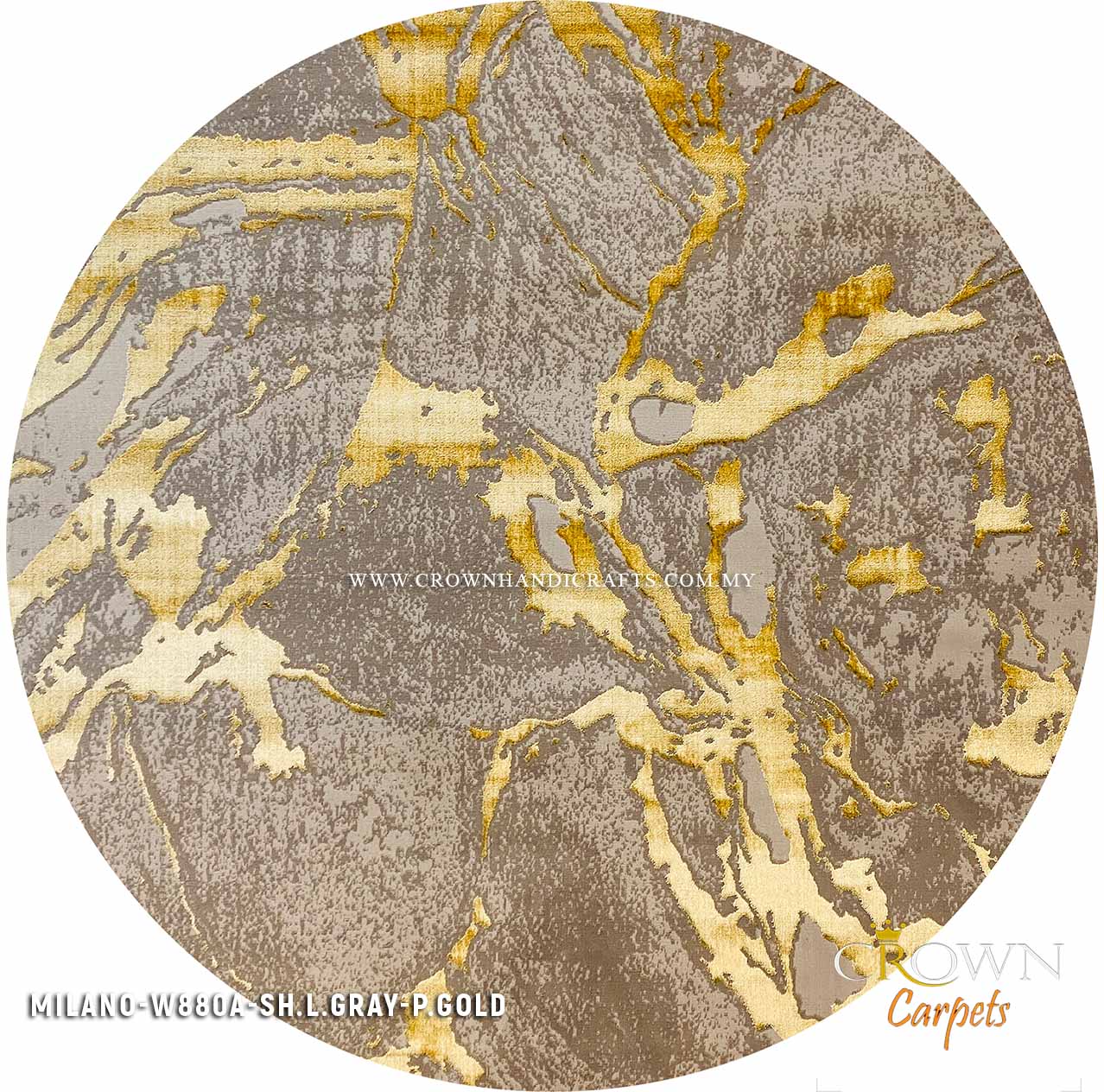 Amazing Designer Collection Trustworthy Round Modern Carpet Supplier | Milano W880A-SH.L.Gray P.Gold
