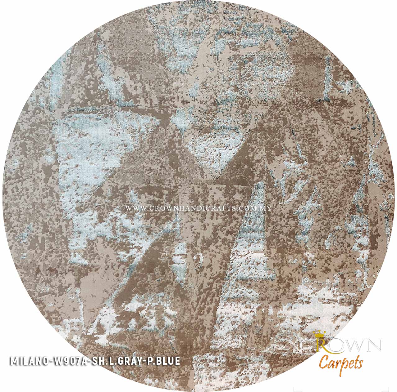High-End Designer Carpets Round Modern Minimalist Abstract Rugs Shop | Milano W907A-SH.L.GRAY P.BLUE