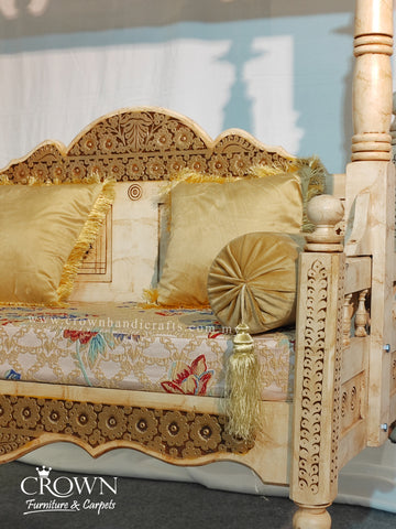 Maharaja Heritage Swing – 2-Seater Rosewood Elegance | Classic South Asian Artistry Meets Modern Living - X1 (NATURAL+SILVER)